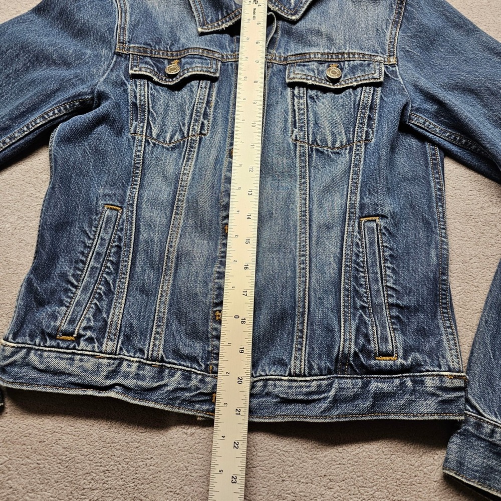 Banana Republic Denim Jacket Womens S Blue Distressed Trucker Lyocell 171257-00 - Picture 3 of 11